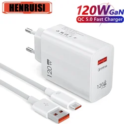 Ładowarka 120W GaN USB szybko ładująca się ładowarka do telefonu komórkowego typu C do telefonu iPhone Samsung Xiaomi szybka ładowarka ścienna 3.0