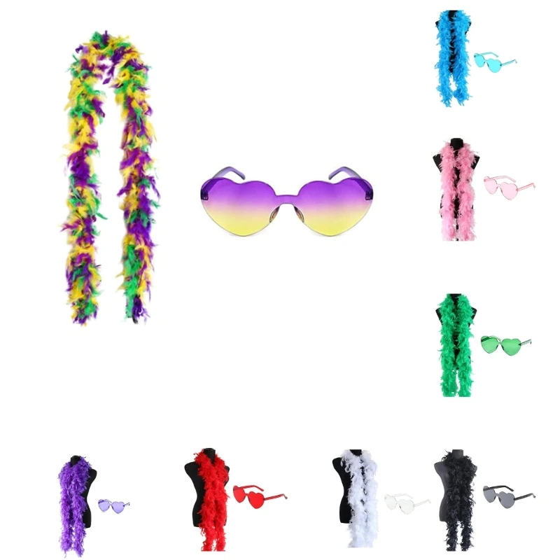 Western Costume Scarf Sunglasses for Bridal Shower Boas Neckwear Long Scarf Roleplay Nightclub Lady Roleplay Suit image 5