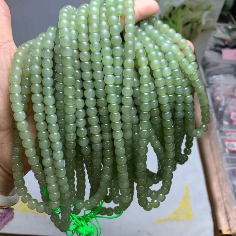 

Hetian Jade Qinghai Material 6*7mm108 Buddha Beads Diy Bead Accessories