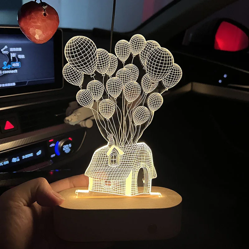 3D Night Light Solid Wood Creative Practical Atmosphere Lamp