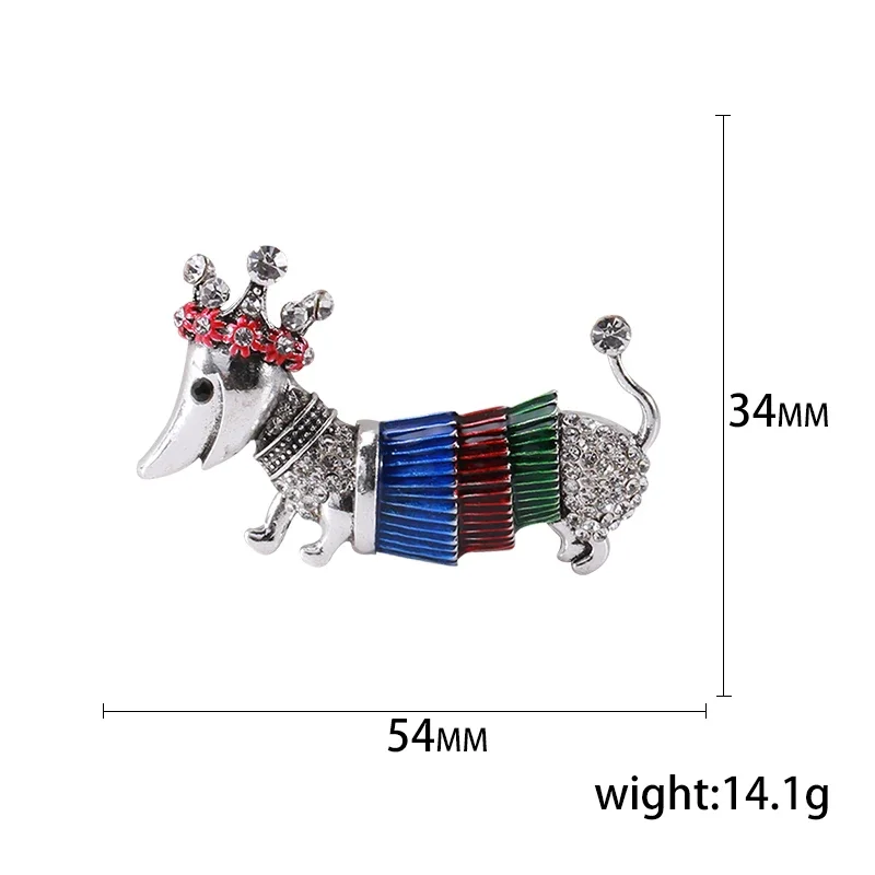 Rhinestone Dachshund Brooches for Women Unisex Enamel Animal Dog Pins Event Party Backpack Decoration Clothes Accessories