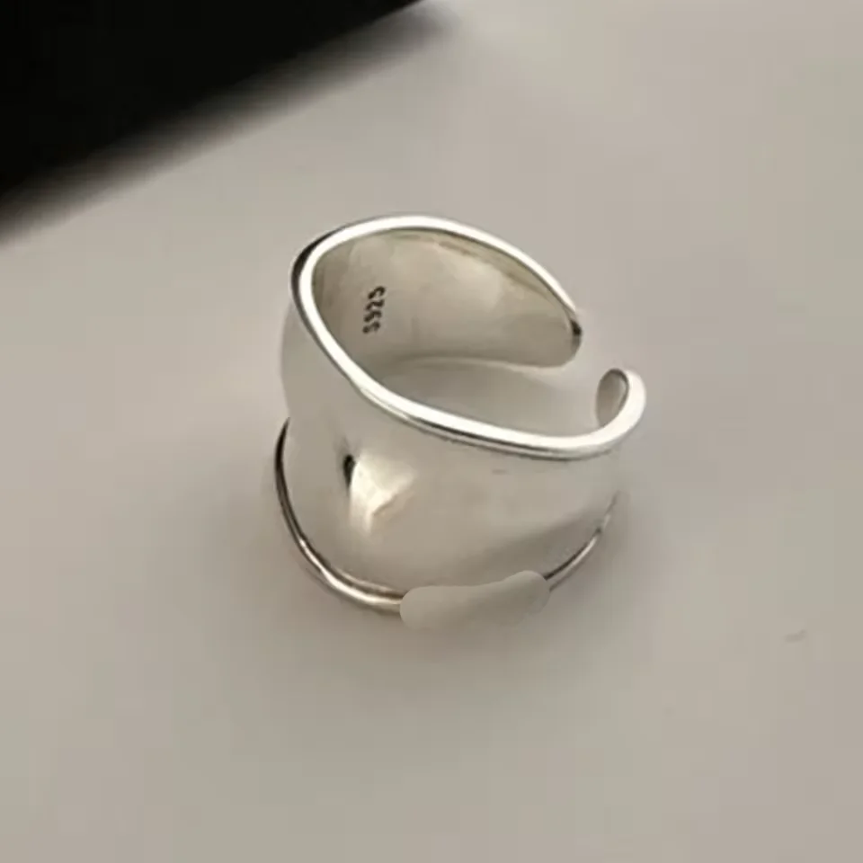 

Кольца из стерлингового серебра 925 пробы для женщин, пара, минималистичные простые широкие кольца ручной работы, вечерние ювелирные изделия, подарок для предотвращения аллергии