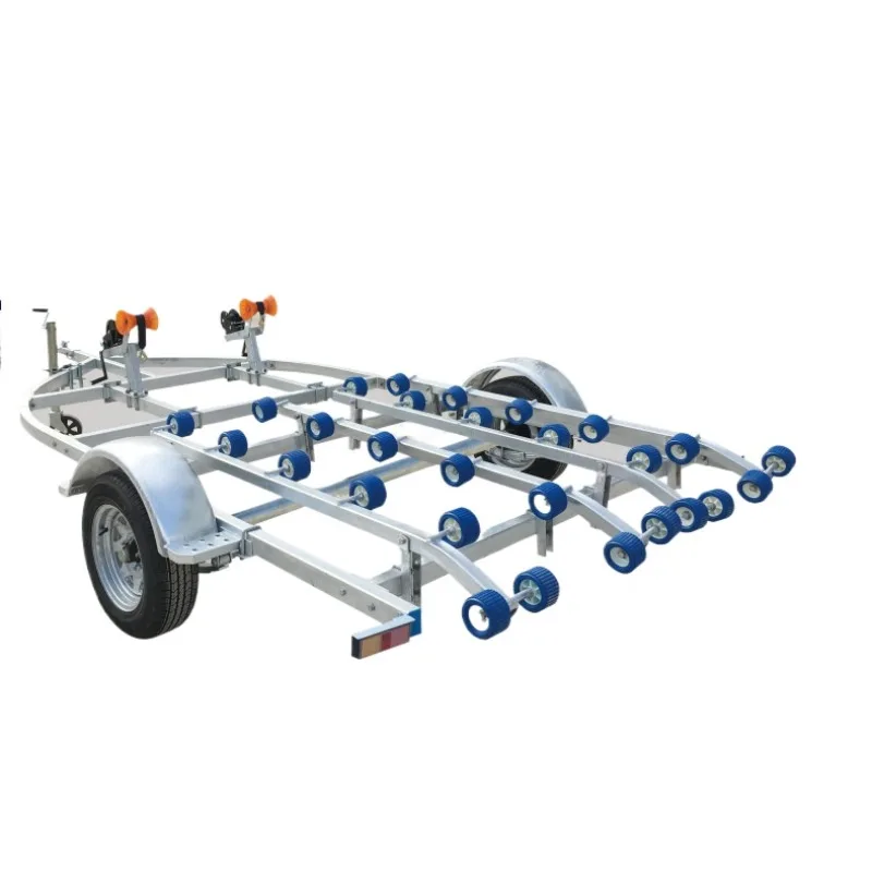 

4.23M Motorboat Double Boat Trailer, Hot-dip Galvanized Material Trailer, Suitable for Big Inflatable, Patrol, Yacht Rubber Boat