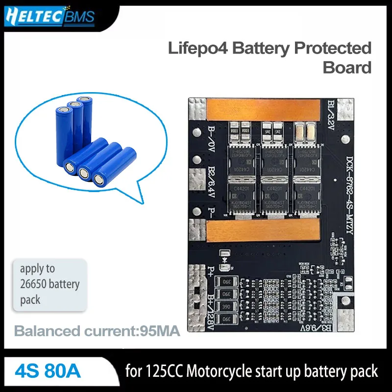 

Heltec bms 4S 80A BMS Balance board For 26650 battery packs/ Special battery protection plates for motorcycle startup