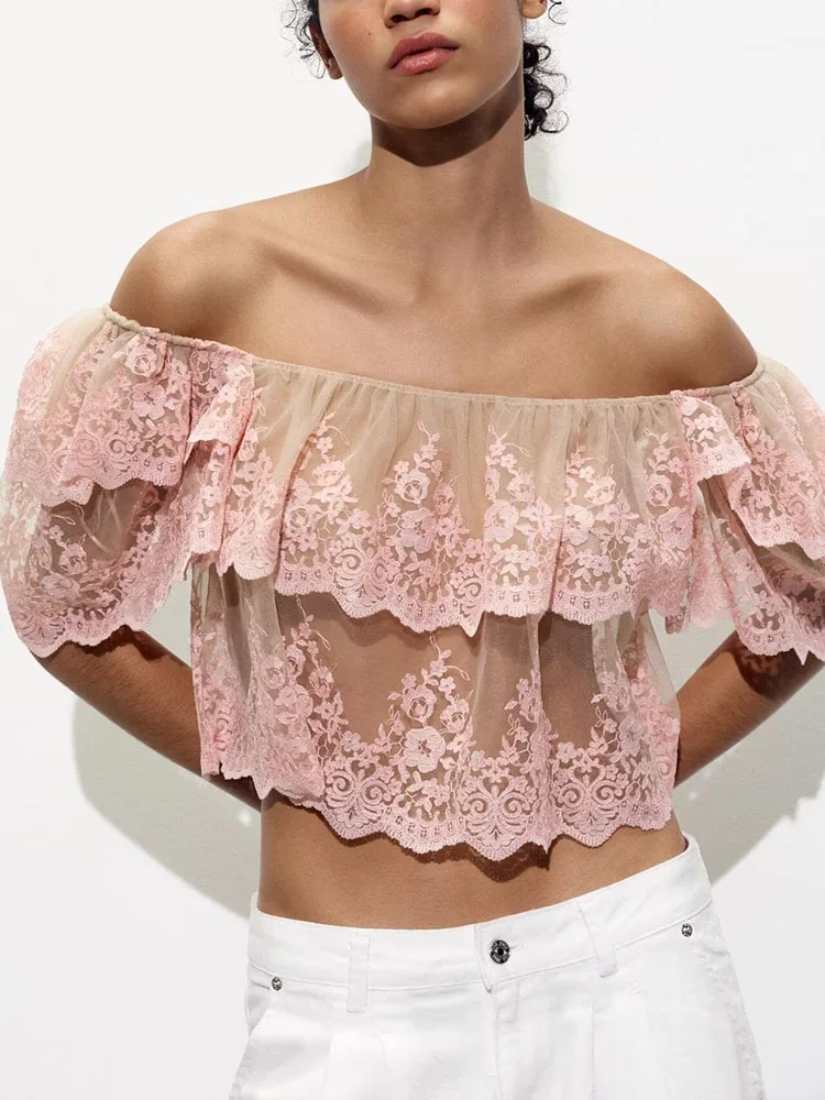 

New Summer Women's Embroidered oulder Bared ort Sve round Ne Top Commute Sle round Ne ort irt 06754