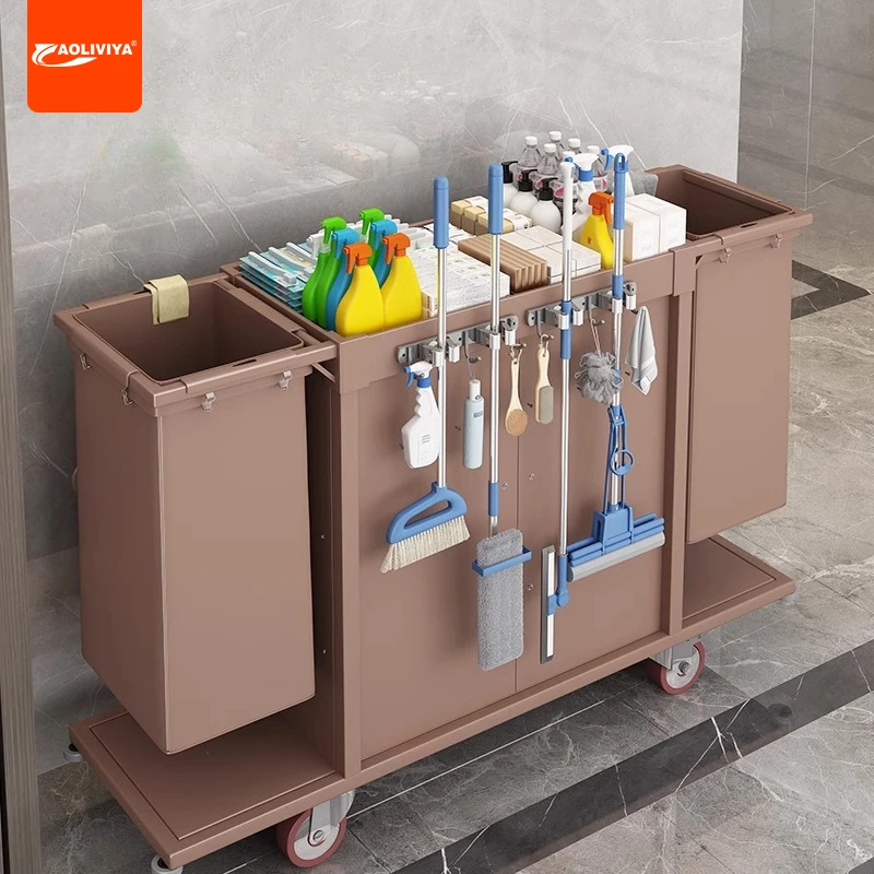 AOLIVIYA Hotel Linen Cart Room Special Work Cart Hotel Service Cleaning Multifunctional Cleaning Trolley