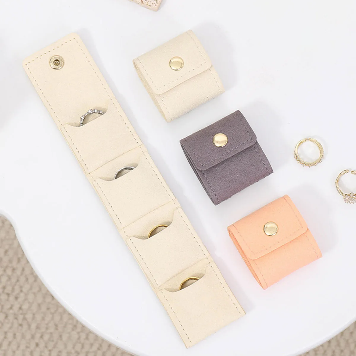 Portable Multi-pocket Jewelry Roll Bag for Travel Daily Use, Gift for Women Students Office Workers