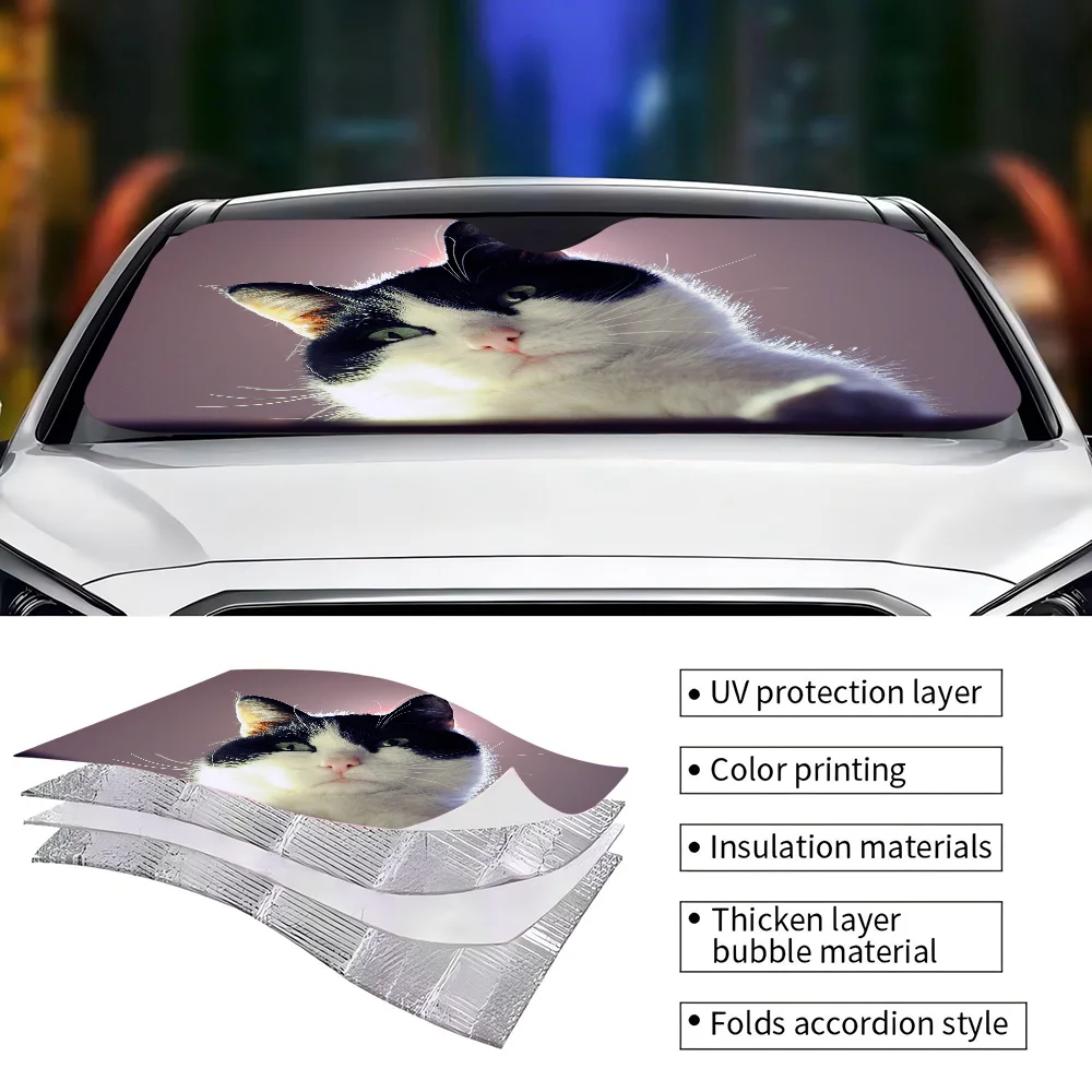 Funny Cat Windshield Sunshade Car Window Windscreen Cover Sun Shade Auto Sun Visor Car-covers Car Solar Protection