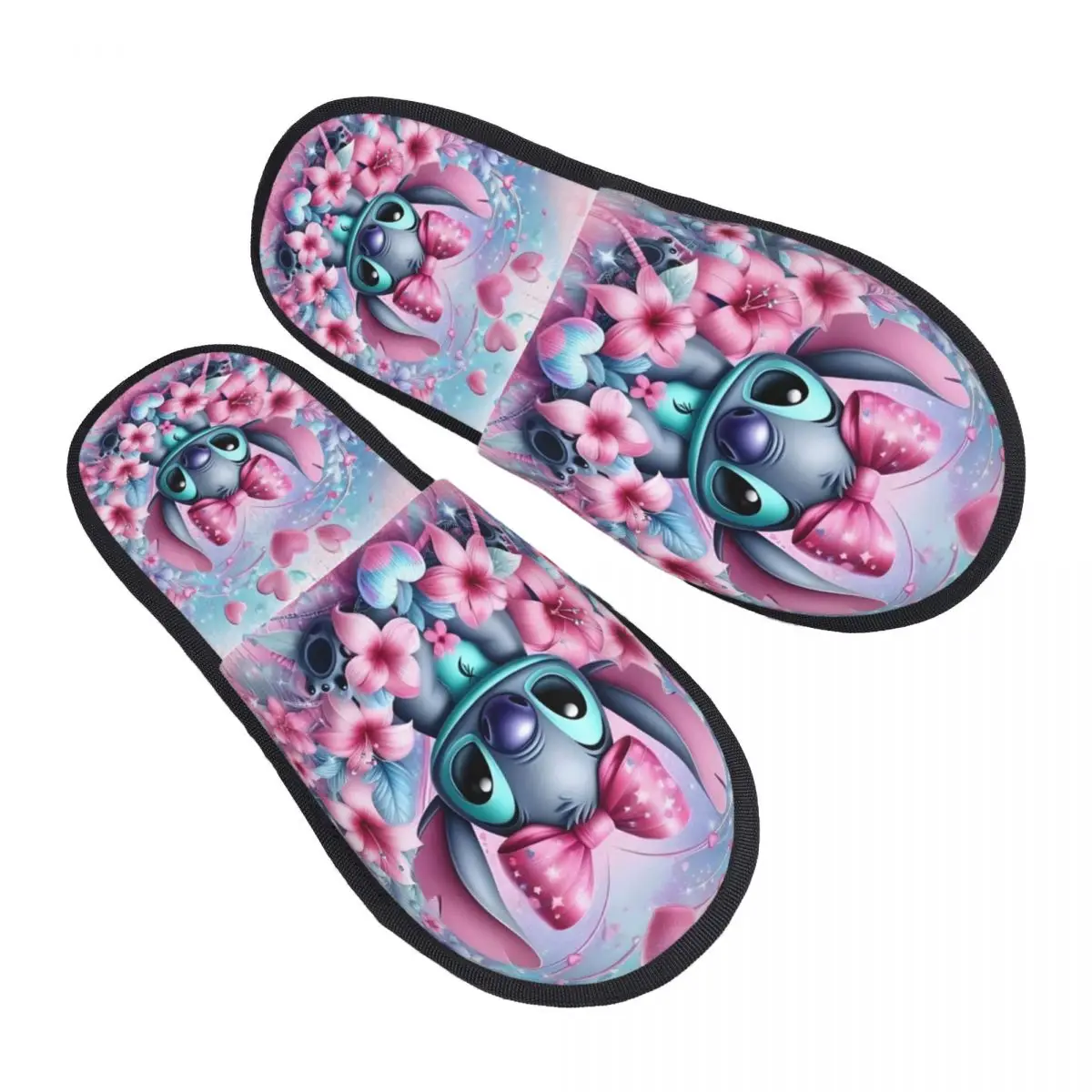Zapatillas de espuma viscoelástica de Anime Lilo y Stitch personalizadas, zapatillas de casa Kawaii de dibujos animados cálidos y acogedores para mujer