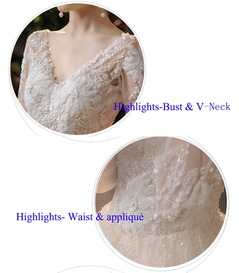 Luxury Princess Wedding Dresses 2023 Long Sleeves Sexy V-Neck Robe De Mariee Royal Train Appliqué Cathedral Ball Gown