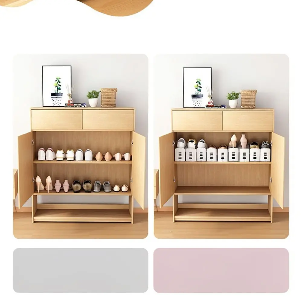 Double Layer Shoe Rack Organizer Adjustable Space Saving Holder For Closet Entrance Minimalist Plastic Storage Shelf