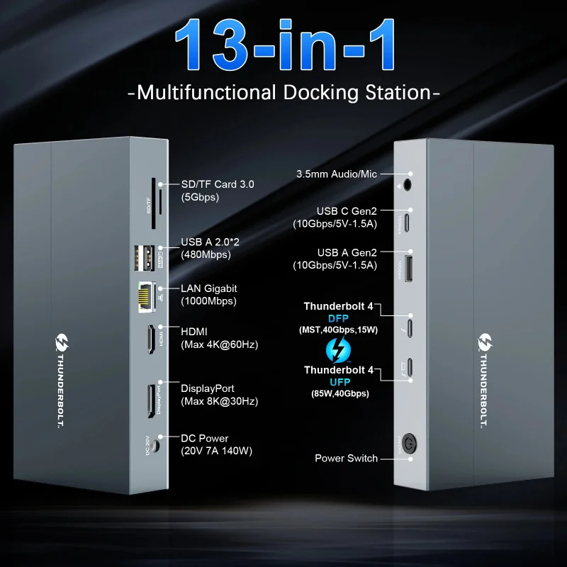 4 Dock USB-C Hub 100W Charging 8K Single / Dual 4K Display USB 3.2 Gen 2 for Mac Windows