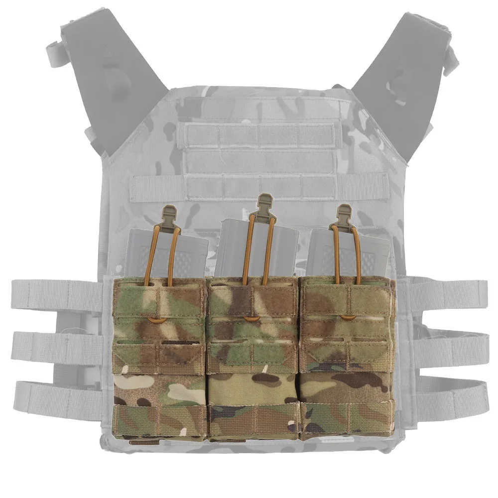 

Tactical MOLLE 5.56 Triple Magazine Pouch Bungee Retention Hunting Airsoft M4 Mag Bag K19 Plate Carrier Front Placard AG Pouches