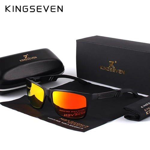 Imagen 2 del producto KINGSEVEN, gafas de sol polarizadas para hombre, gafas de conducción de aluminio a la moda UV400, gafas rectangulares de lujo para hombre, gafas de pesca informales para exteriores