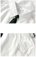 White Shirt Women Blusas Short Sleeve Lapel Blouse with Tie Japanese Fashion Student Summer Daily College Style Top 5