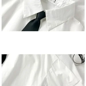 Frauen mit Kurzarmbluse mit Krawatte, weißem Hemd, Sommerstudentbluse, täglicher Universitätsstil, japanischer Mode 12 Hauptverkäufe weiße Hemd Frau - №4