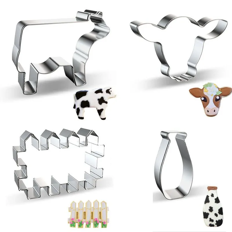 Cortador de galletas de vaca y leche de ganado, herramienta de pastelería para decoración de pasteles, Fondant, molde de pan, 1 piezas