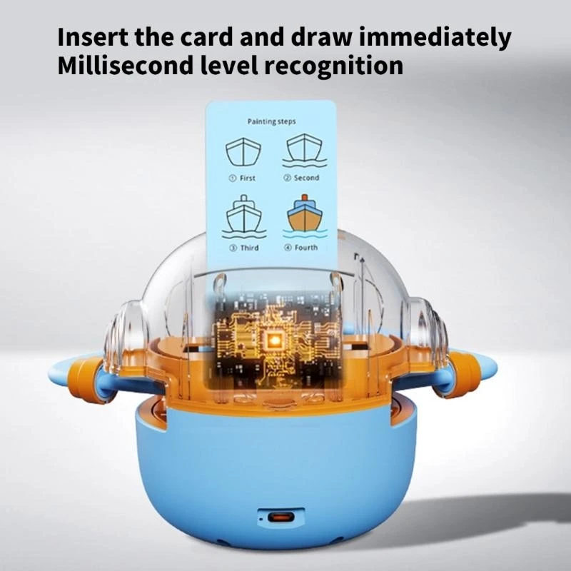 Automatyczny robot rysujący dla dzieci, edukacyjna zabawka artystyczna z ładowaniem USB i kartami edukacyjnymi.
