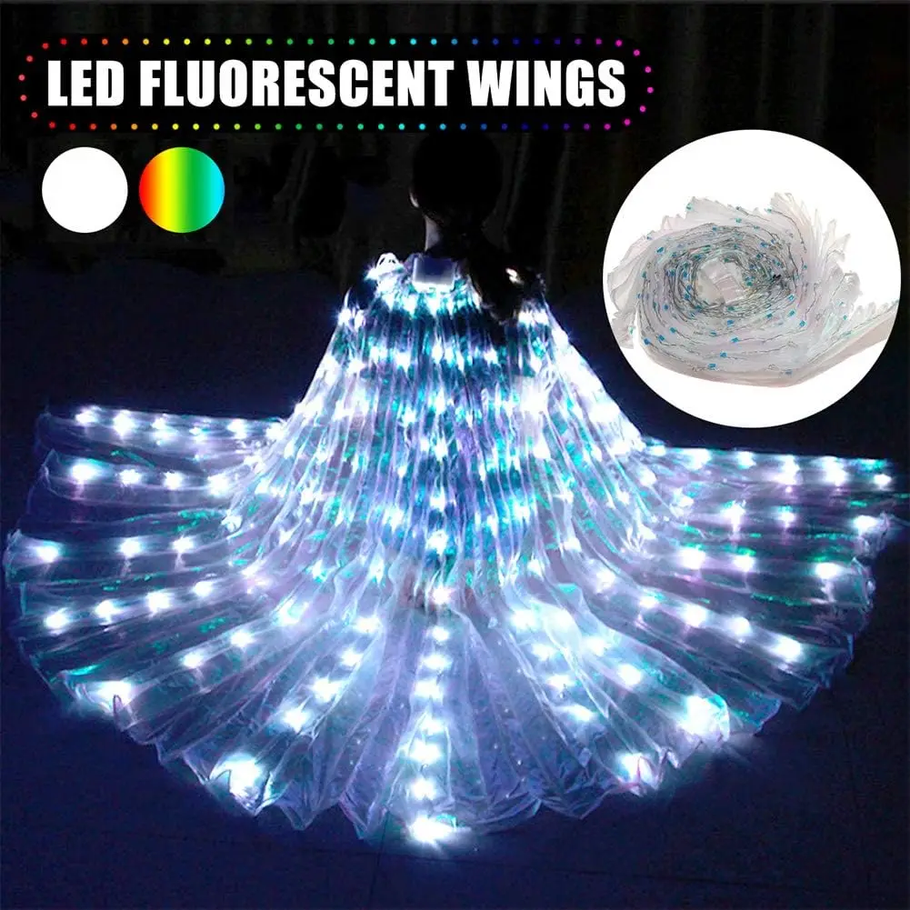 Female LED Wings Fairy Wings Bar Belly Dance Stage Lighting Rave 360 Degree LED Performance Accessories Butterfly Dance Wings