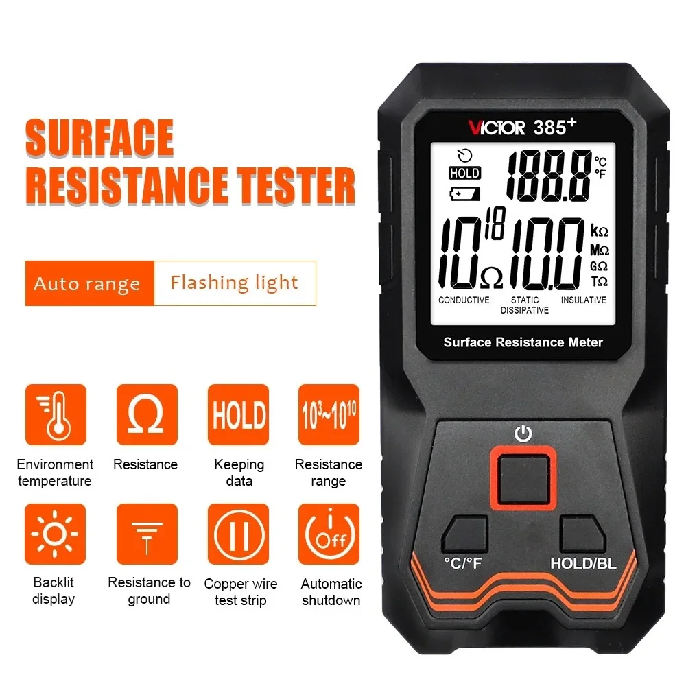 385 Surface Resistance Tester Instrument Anti-static Insulation Electronic Component Static Detector Insulation Resistance Meter