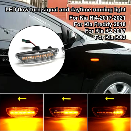 Imagen 1 del producto Para Kia Ri4 2017-2021 Freddy 2018 K22017 KX3 luz LED de intermitente de coche marcador lateral lámpara intermitente secuencial