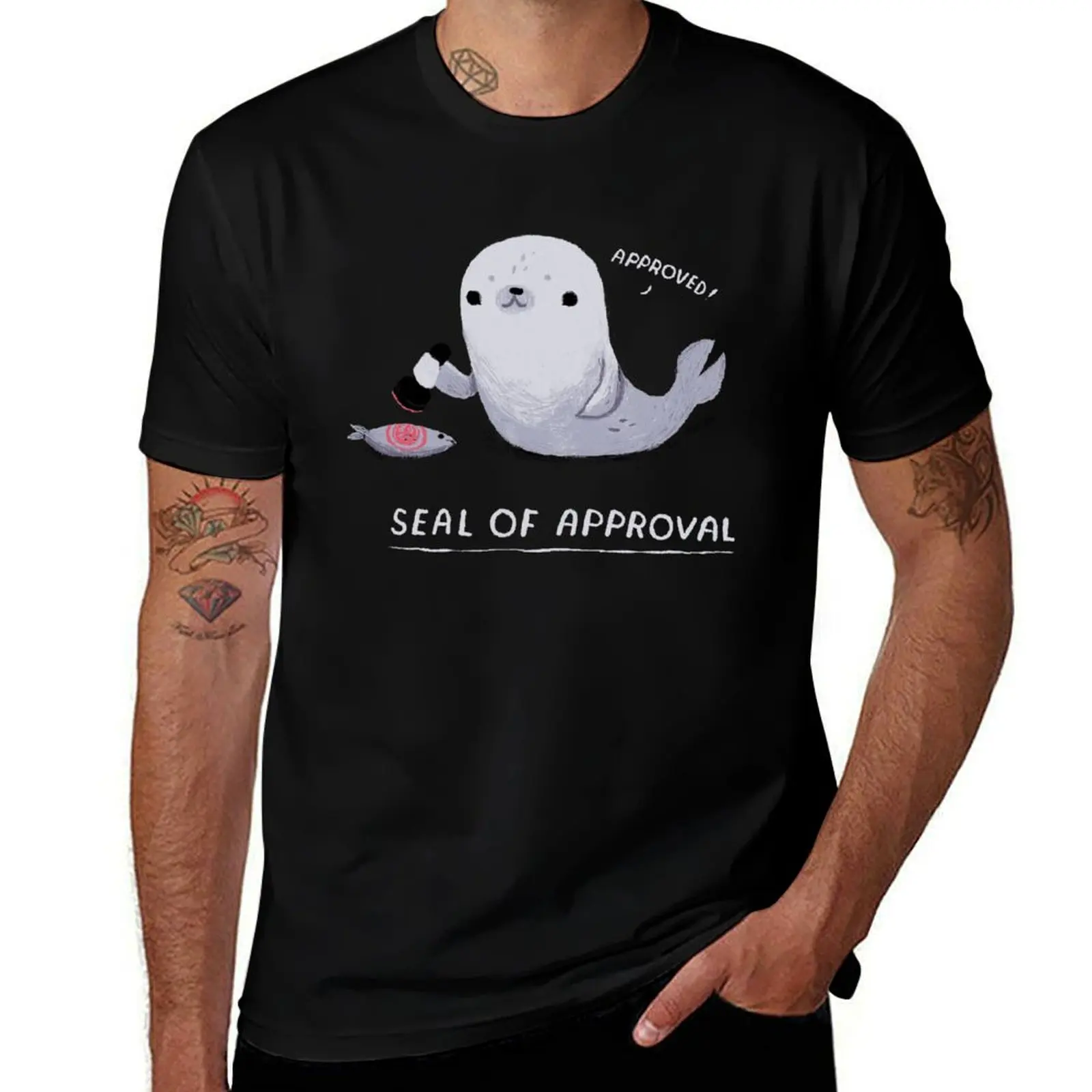 

seal of approval T-Shirt man tshirt mens graphic t shirts t shirts for man cotton soft T-shirt