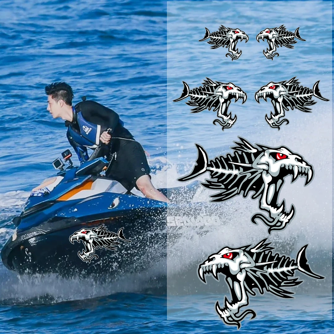 For Seadoo Fishbone Stickers Yamaha Waverunner Scooter Waterproof Decal Motorcycle Water Boat Supplies Jet Ski Brp Accessories