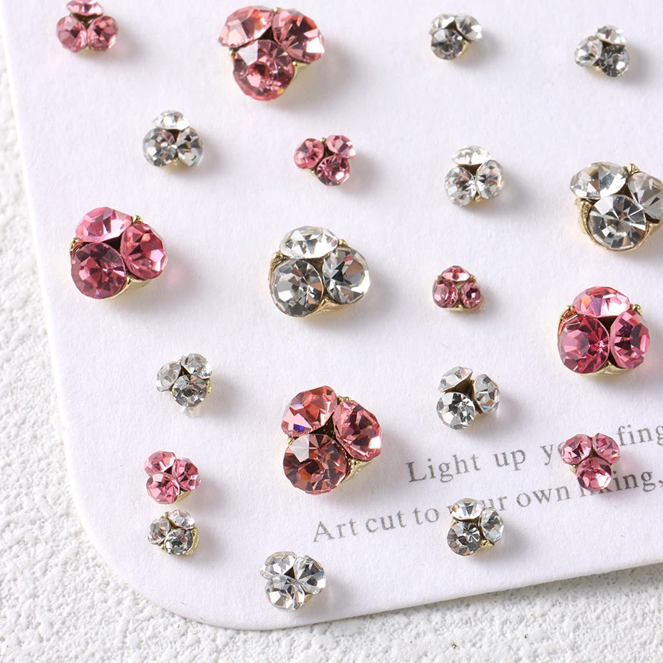 25 szt. Błyszczące Białe Różowe Cyrkonie Ozdoby do Paznokci Modne Kryształowe Diamentowe Paznokcie Koreańskie Elementy Dekoracje na Wesele i Imprezę