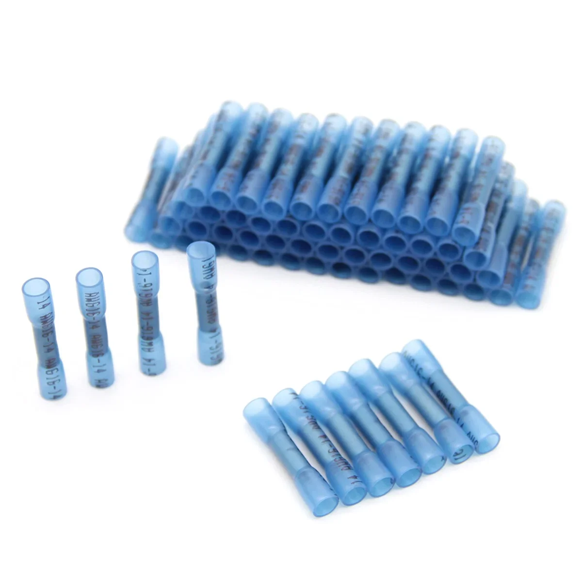 

250/500/1000Pcs Blue Heat Shrink Butt Terminals Insulated Electrical Wire Connectors 16-14 AWG Cable Crimp Terminals Connector