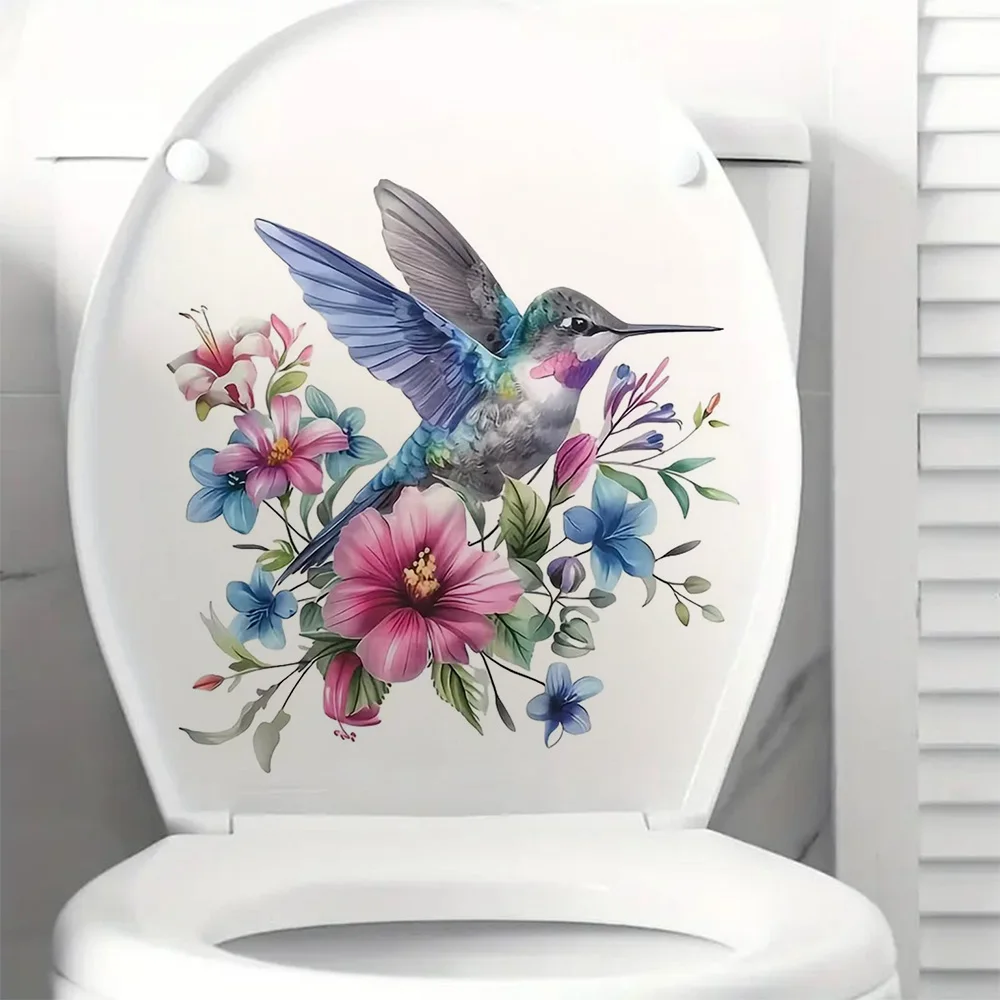 

Vibrant Hummingbird And Flower High-grade Waterproof Vinyl Stickers, Waterproof Vinyl Material, Ideal for Toilet, Home