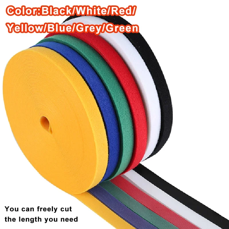 5Meter/Roll Reusable Fastening Tape Cable Ties 10/15/20/25/30/50mm Double Side Hook and Loop Straps Cable Wire Management Tape