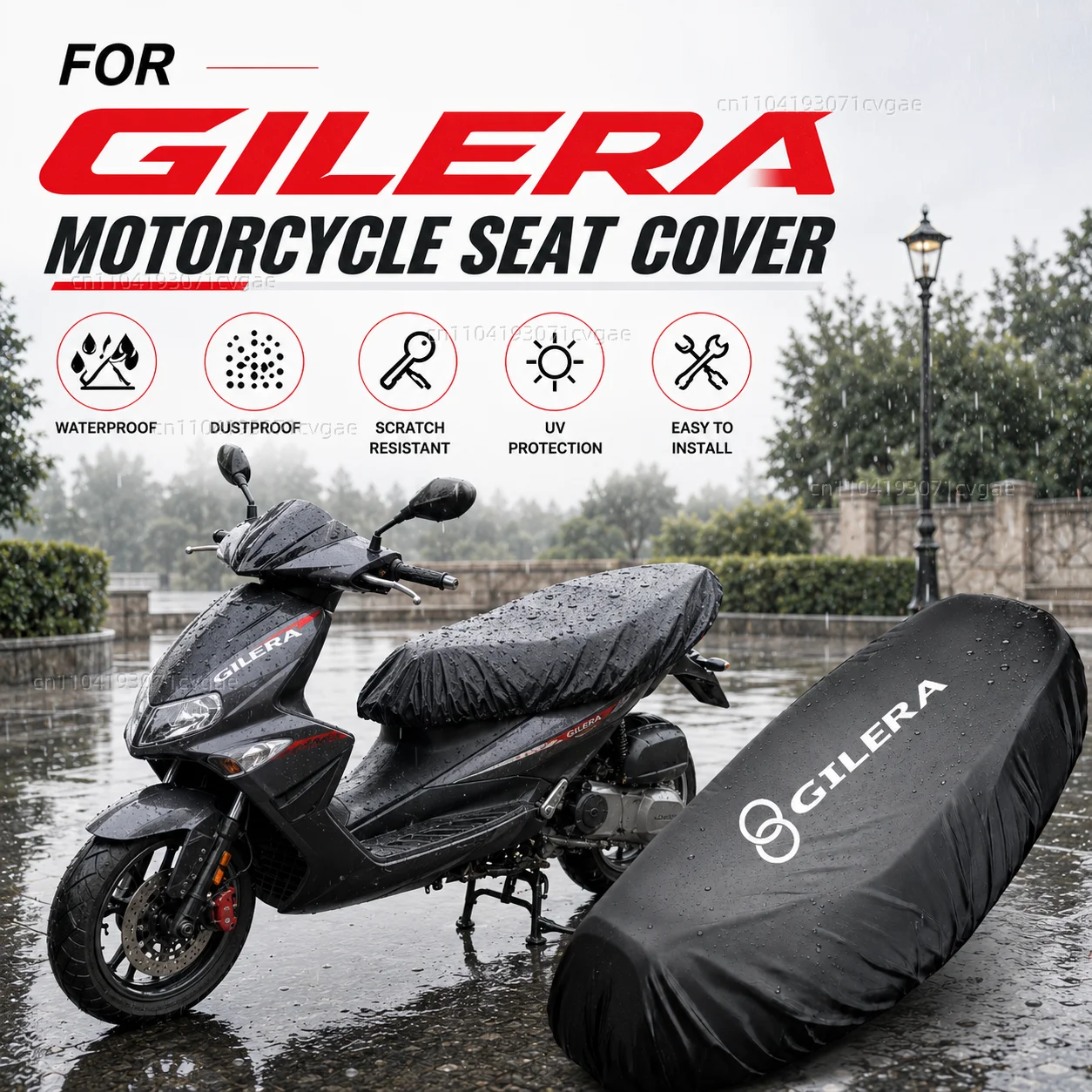 

For Gilera GP800 Fuoco Nexus 500 Runner 50 125 200 Motorcycle Rain Seat Cover Waterproof Saddle Cover Black 210D UV Protection