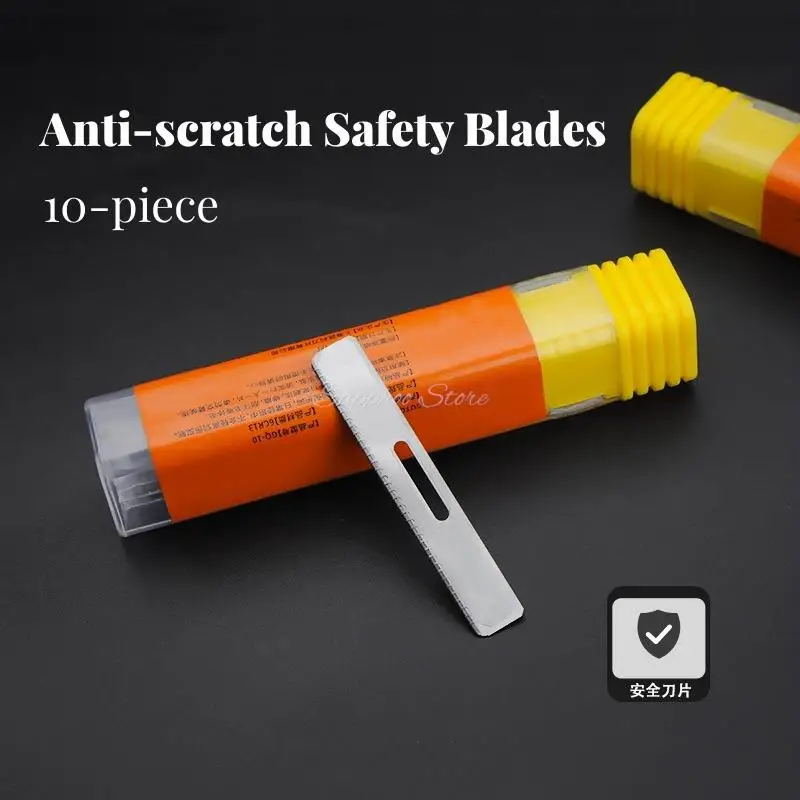 10pcs Safety Blades Wooden Handle Men Straight Edge Razor Zinc Alloy Folding Shaving Knife Hair Removal Tools For Feather Blades
