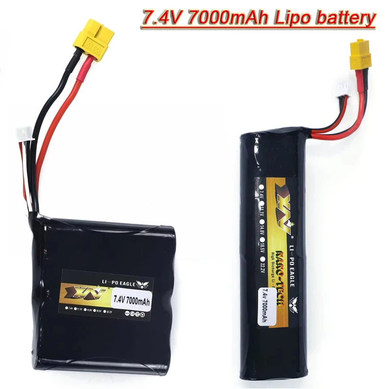 7.4V 7000mAh LiPo Battery for Henglong 1/16 RC Tank IDF Merkava MK IV 3958 HUINA 1/14 RC Tank Abrams German Tiger I 3818 3889