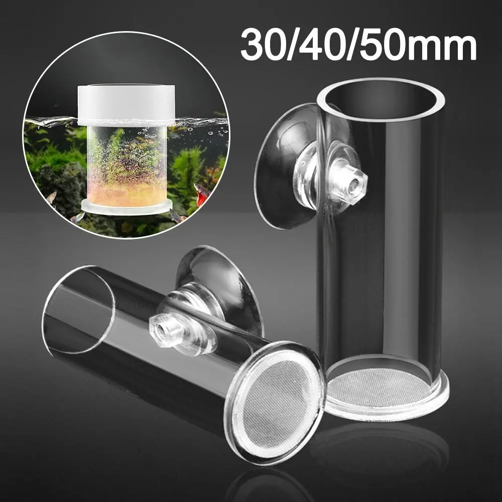 Acrylic Brine Shrimp Feeder with Suction Cup Transparent Fish Feeder Fixed-Point Durable Floating Ring for Aquarium Accessories