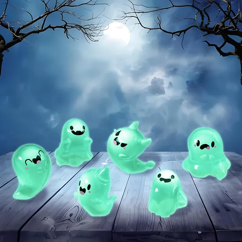 Glow In The Dark Mini Ghost Figures, Luminous Ghost Miniature Resin Figurines, Cute Ghosts Figure Garden Decor