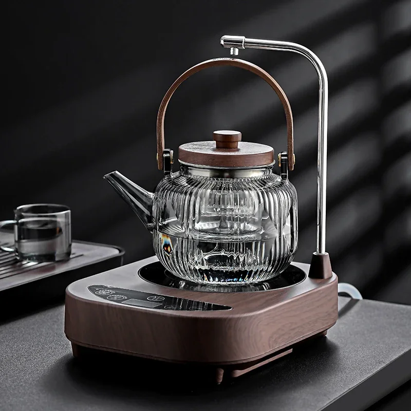 Glass Tea Pot Household Teapot 800ml High Heat Temperature Resistance Multifunctional Borosilicate Teapot with Wood Handle