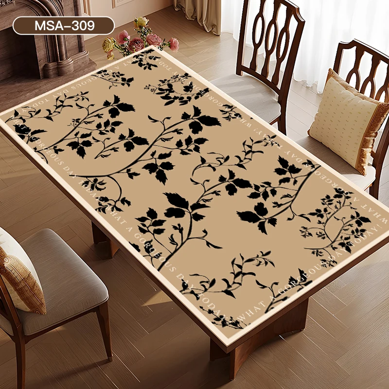 

American dining table mat light luxury high sense oil-proof waterproof heat insulation anti-scalding leather leave-in tablecloth