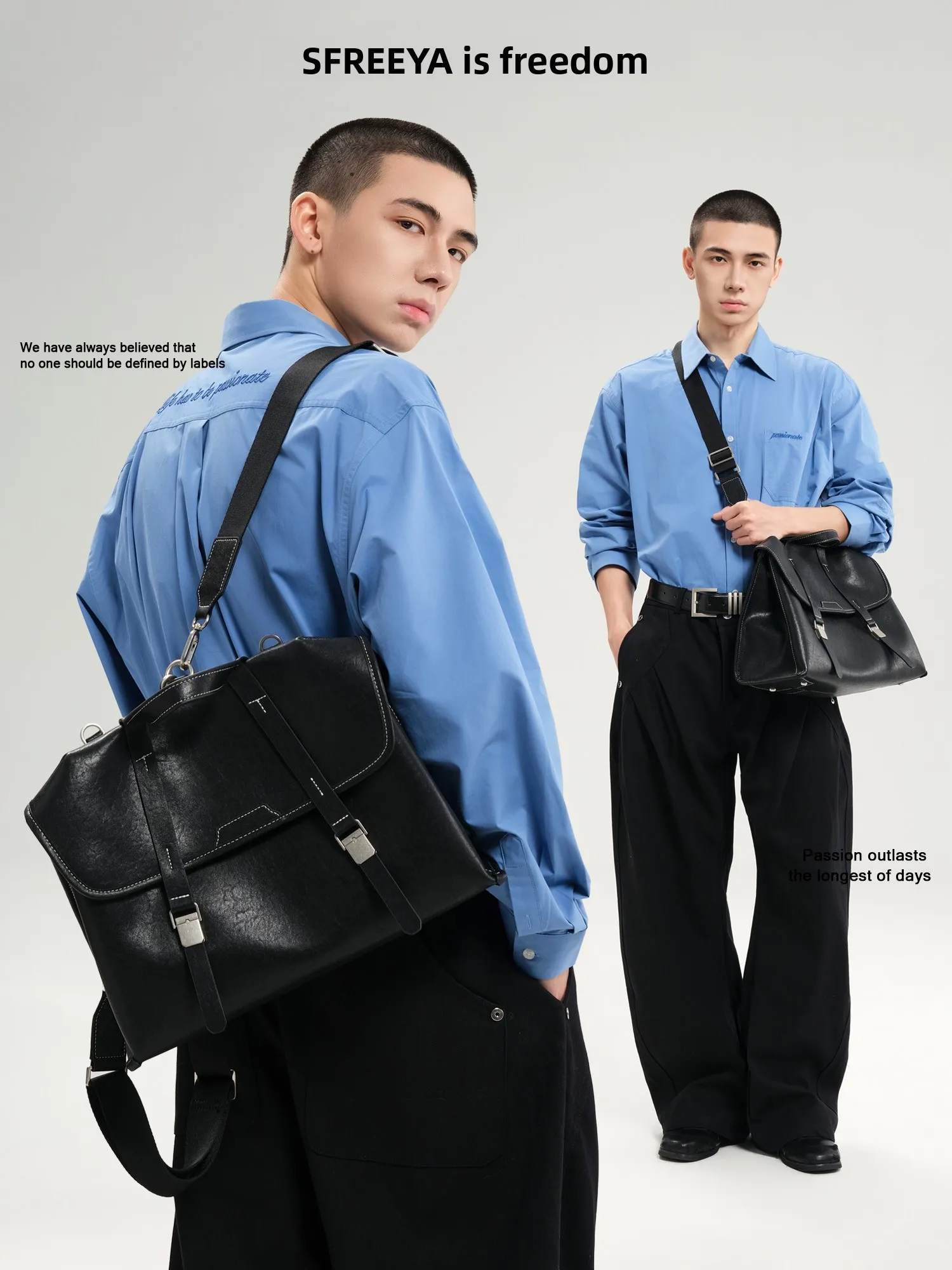 Vintage Style Genuine Leather Double Shoulder Bag Unisex Commuter Business Backpack Multi-Function Crossbody Bag