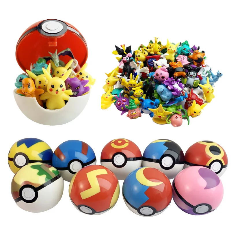 Tomy-figuras de Pokémon de diferentes estilos, colección de modelos de 2-3cm, Pikachu, monstruo pequeño, Pokeball, Poke Ball, Go Elf, muñeco de juguete, regalo