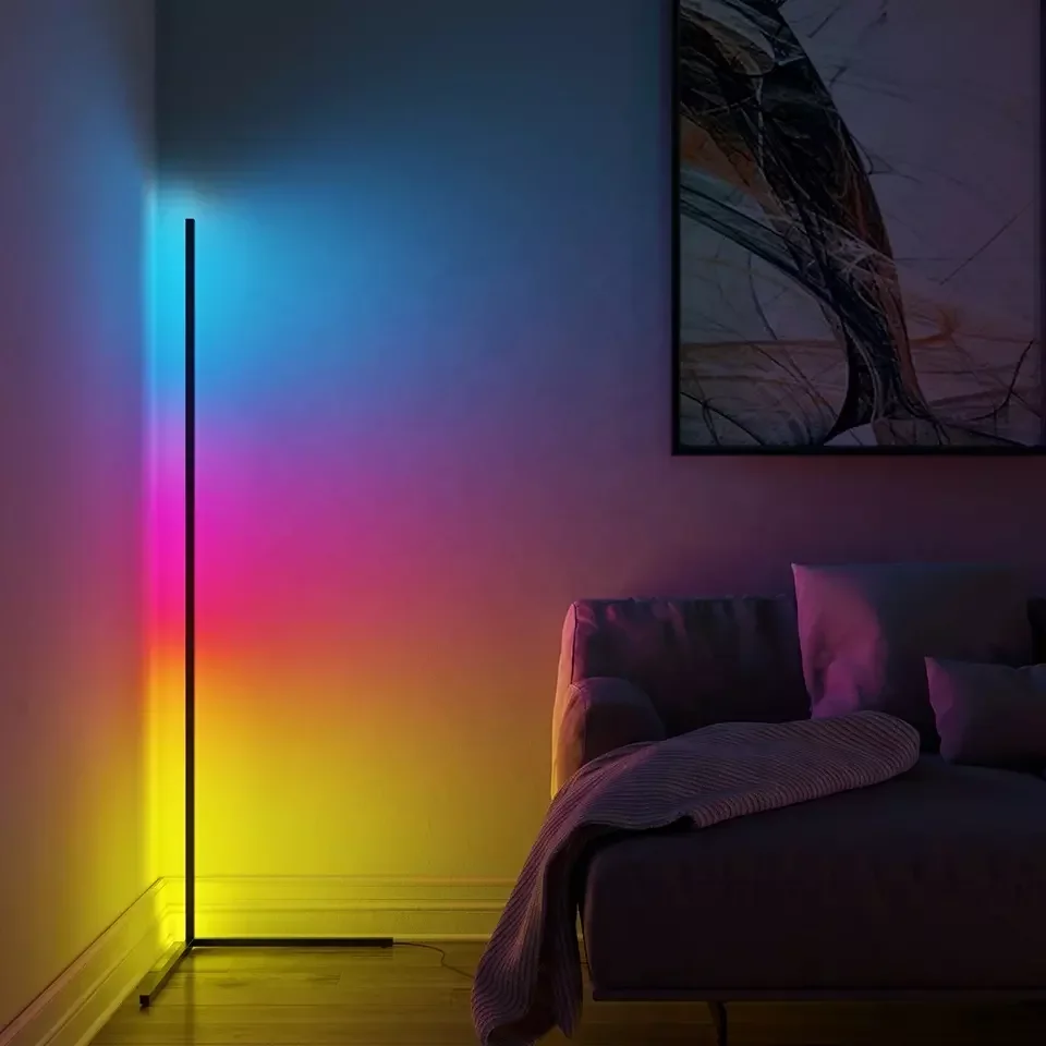 Lámpara de pie inteligente RGB con sincronización de música, luz de ambiente de pie con cambio de 16 millones de colores, con aplicación y Control remoto