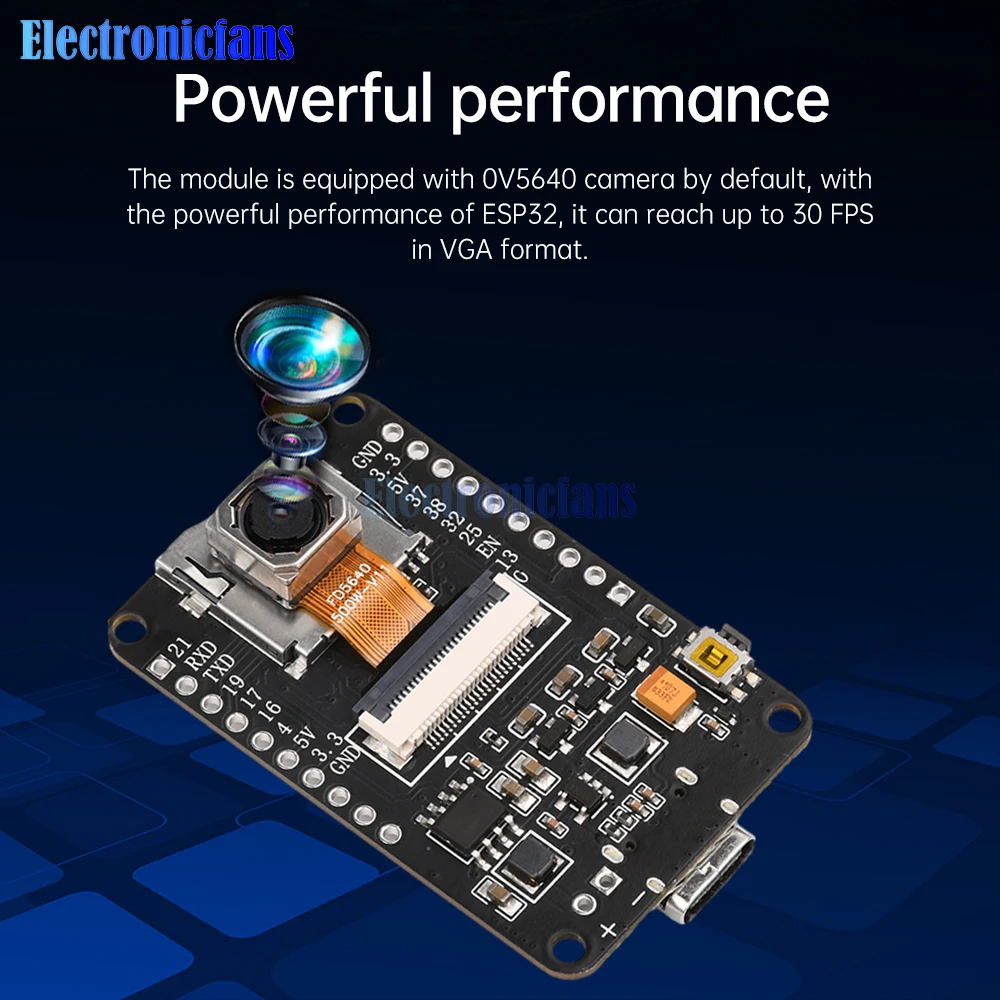 ESP32-CAM Development Board WiFi Bluetooth Module CH340X OV5640 AF-72mm Camera 500W Pixel