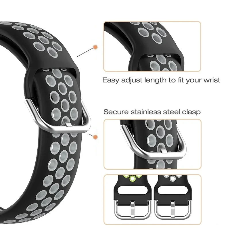 Pulseira de silicone macio de 22mm 20mm para amazfit bip 6 5/cheetah redondo/quadrado/pro band para amazfit active 2/gtr/gts 4 3 2