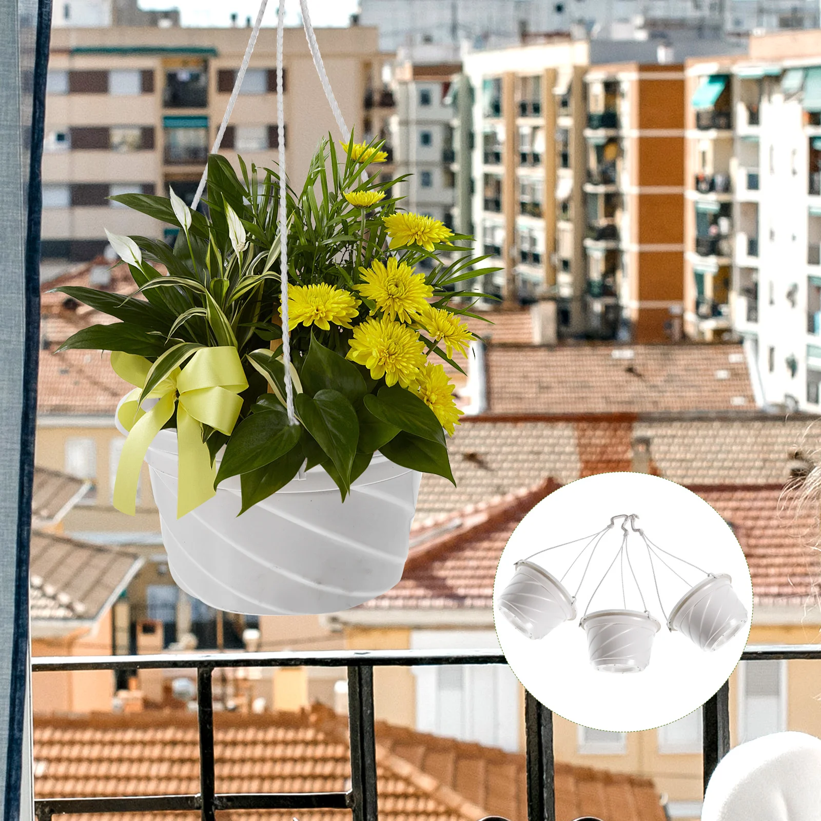 

3pcs Hanging Flowerpot Chlorophytum Planter Plastic Smooth Texture Simple Versatile Window Ceiling Shelf Table Air Plants Home