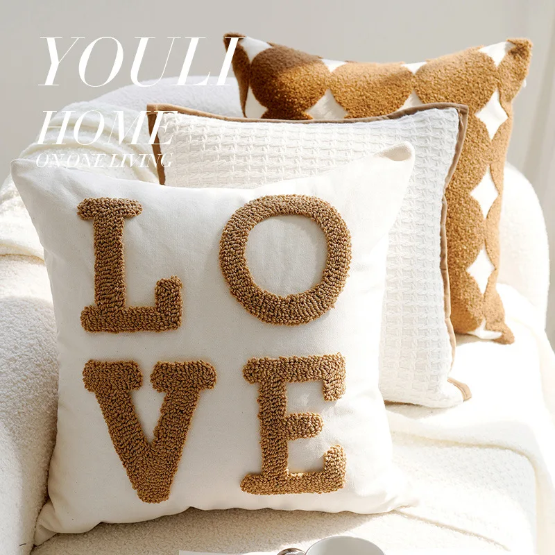 Cute and Minimalist Pillowcases, Brown and Minimalist Styles, Living Room, Animal Cream Sofa, Mattress, Cushion and Pillow