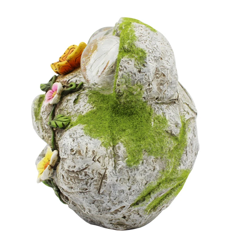Artificial Frog Statue with Craft Flocking, Resin Craft, Outdoor Garden Solar-Powered Animal Decoration
