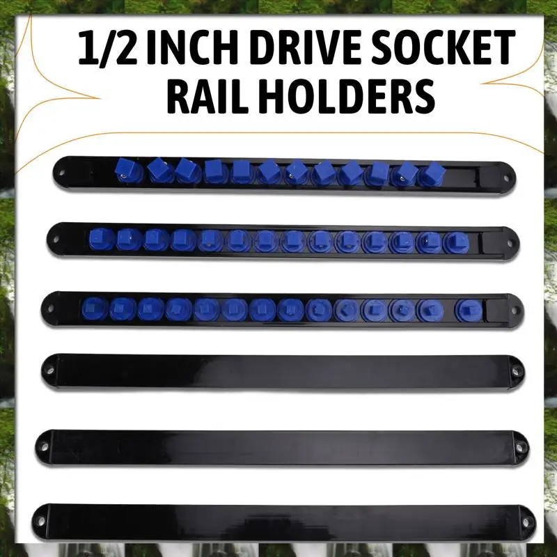 De Nieuwe 6PCS Heavy Duty Socket Racks Organizer 1/2 Inch 3/8 Inch en 1/4 Clip Drive Socket Rail Houders Heavy Duty Socket Racks