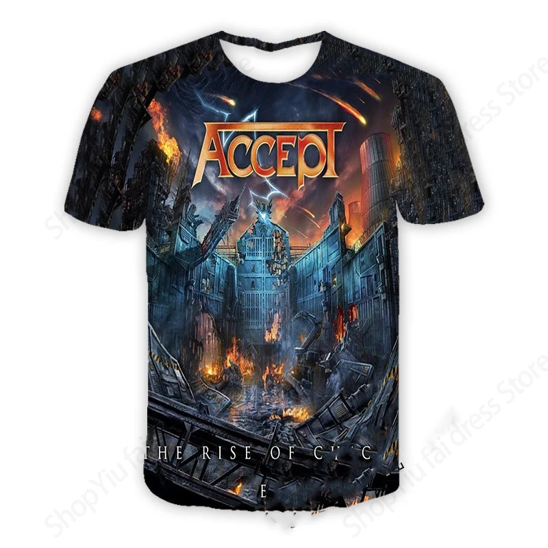 روك باند قبول ثلاثية الأبعاد قميص مطبوع الرجال النساء موضة تي شيرت الهيب هوب بلايز تيز الاطفال تي شيرت الرجال الملابس الثقيلة المعادن موسيقى الراب