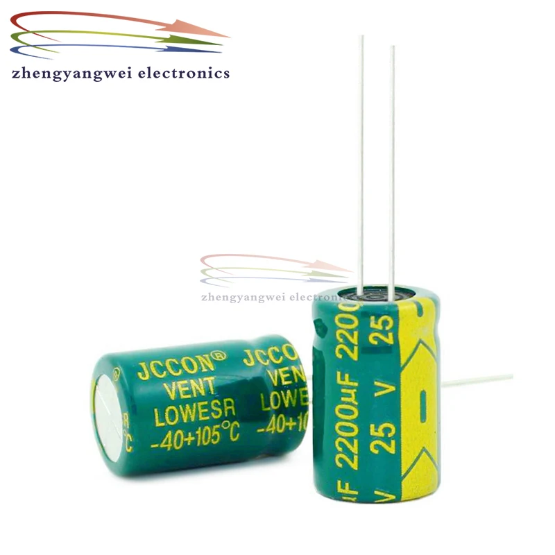 

100pcs 13x21mm 25v 2200uf green High frequency low resistance Electrolytic Capacitor