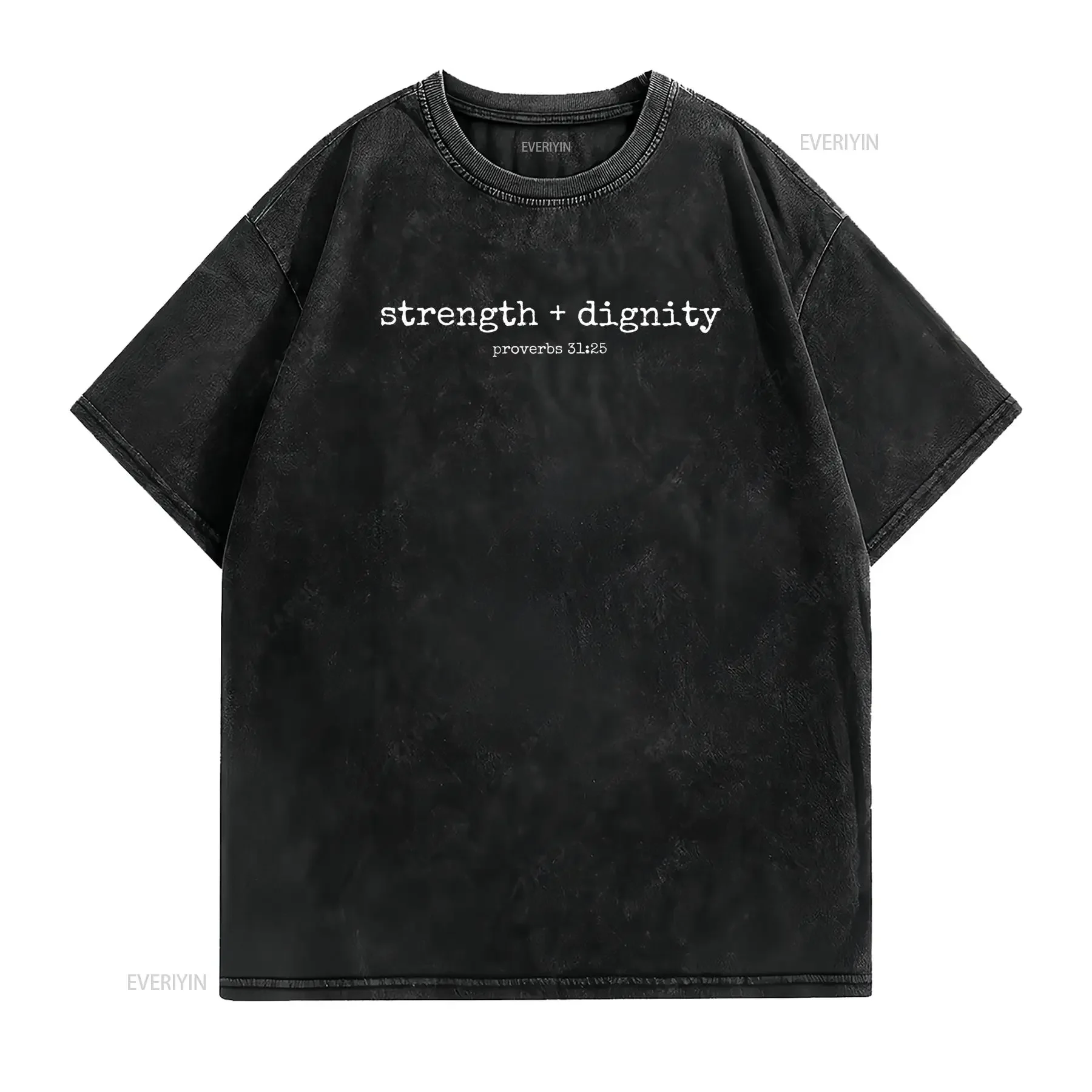 Casual Pixel Art Christian Proverbs 31 25 Strength Dignity Quote Print T Shirt vintage Washed designer clothes Slightly